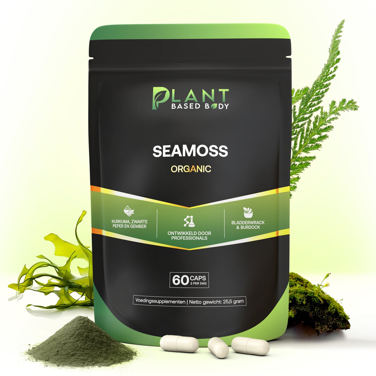 Sea Moss – Irish sea moss met kurkuma, zwarte peper en gember – 60 capsules