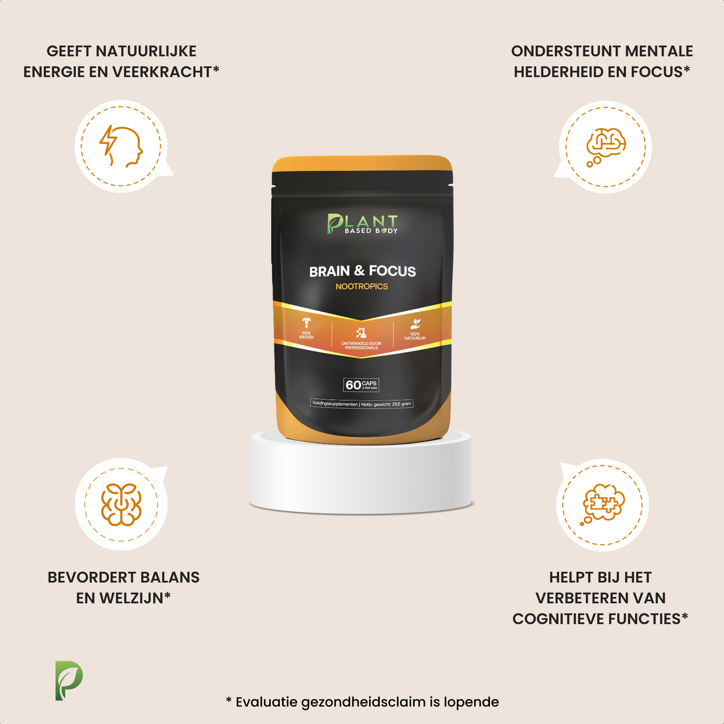 Brain & Focus - Nootropics β ConcentraBepillen voor studeren en werk β 60 capsules