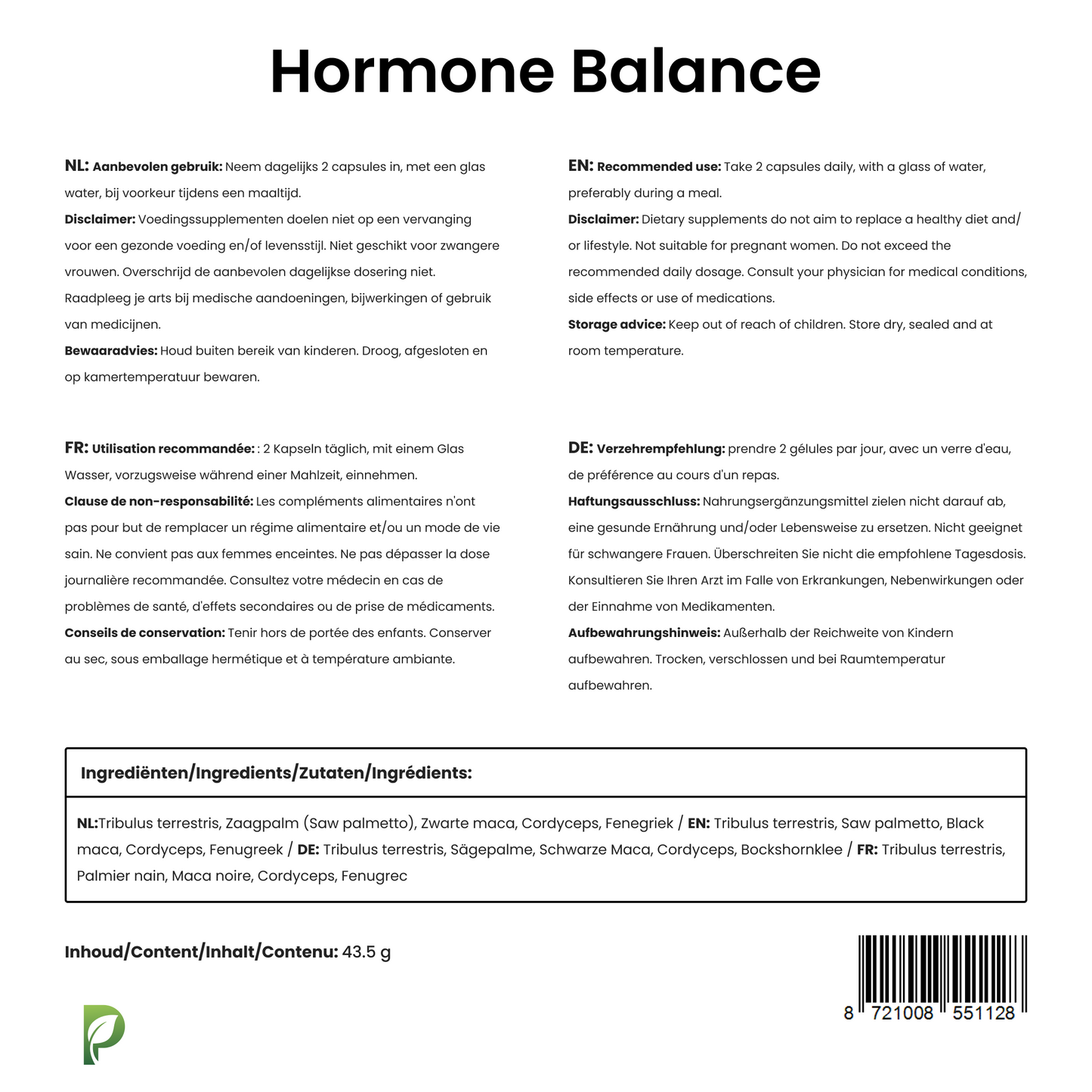Hormone Balance β Testosteron Booster voor mannen β 60 capsules