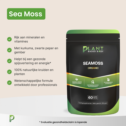 Sea Moss – Irish sea moss met kurkuma, zwarte peper en gember – 60  capsules